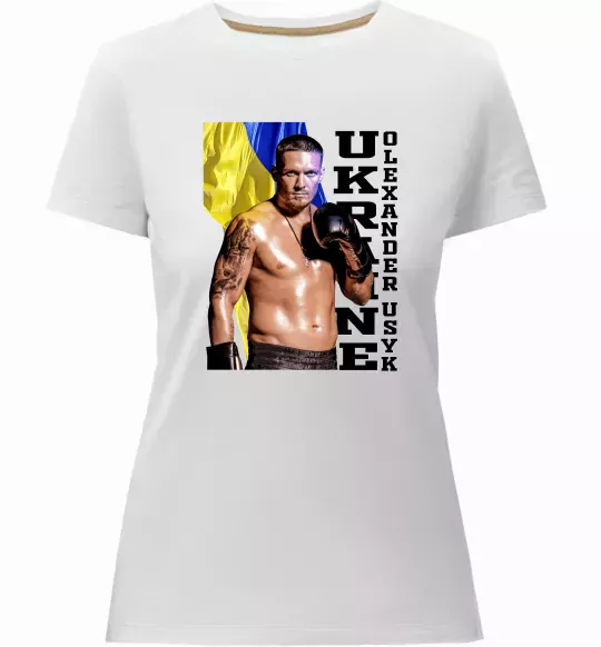 Женская премиум футболка Usyk Ukraine Белый фото