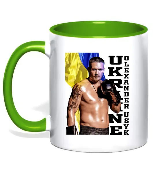 Чашка з кольоровою ручкою Usyk Ukraine Лаймовий фото