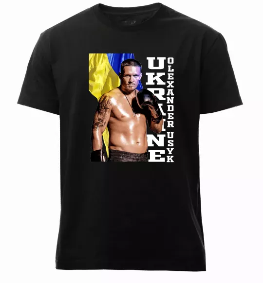 Мужская премиум футболка Usyk Ukraine Черный фото