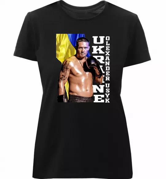 Женская премиум футболка Usyk Ukraine Черный фото