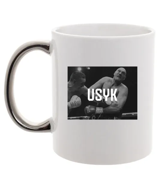 Чашка с цветной ручкой Усик проти Ф'юрі Серебро фото