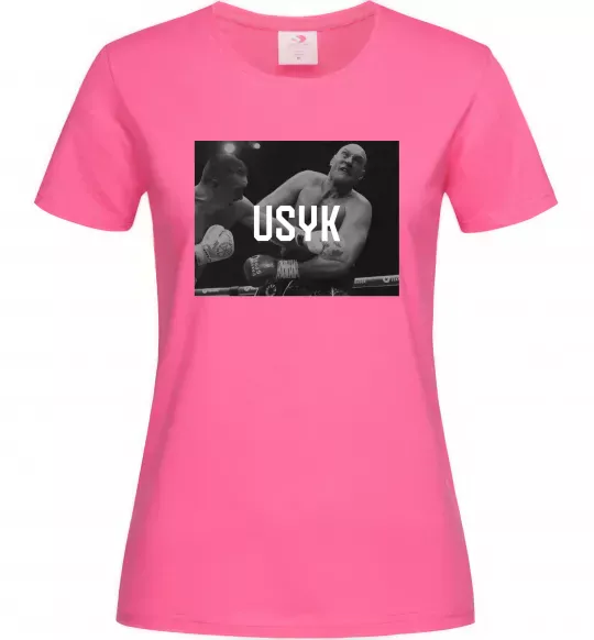 Женская футболка Усик проти Ф'юрі Ярко-розовый фото