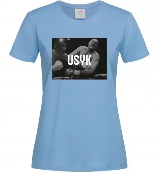 Женская футболка Усик проти Ф'юрі Голубой фото