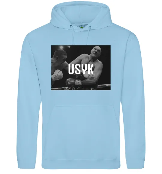 Мужская толстовка (худи) Усик проти Ф'юрі Голубой фото