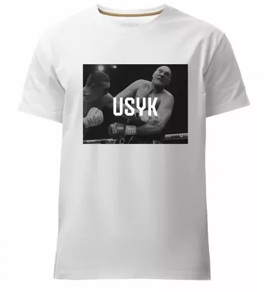 Мужская премиум футболка Усик проти Ф'юрі Белый фото