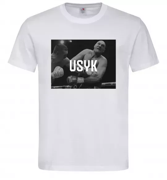 Мужская футболка Усик проти Ф'юрі Белый фото
