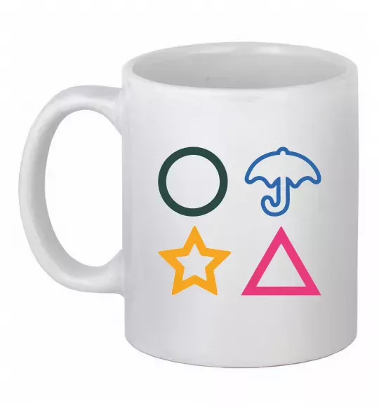 Чашка керамічна Гра в кальмара фігури Білий фото