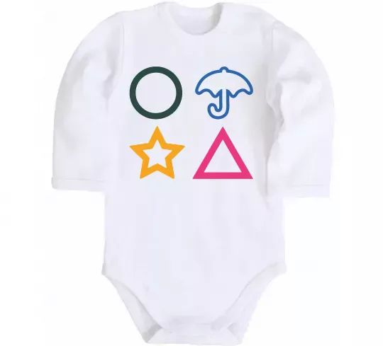 Детский боди Гра в кальмара фігури Белый фото