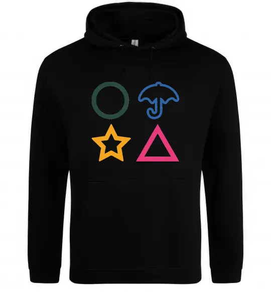 Чоловіча толстовка (худі) Гра в кальмара фігури Чорний фото