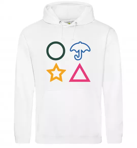 Чоловіча толстовка (худі) Гра в кальмара фігури Білий фото