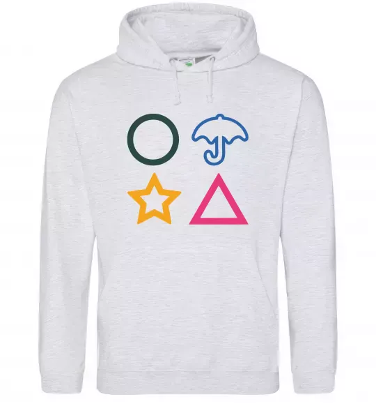 Жіноча толстовка (худі) Гра в кальмара фігури Сірий меланж фото