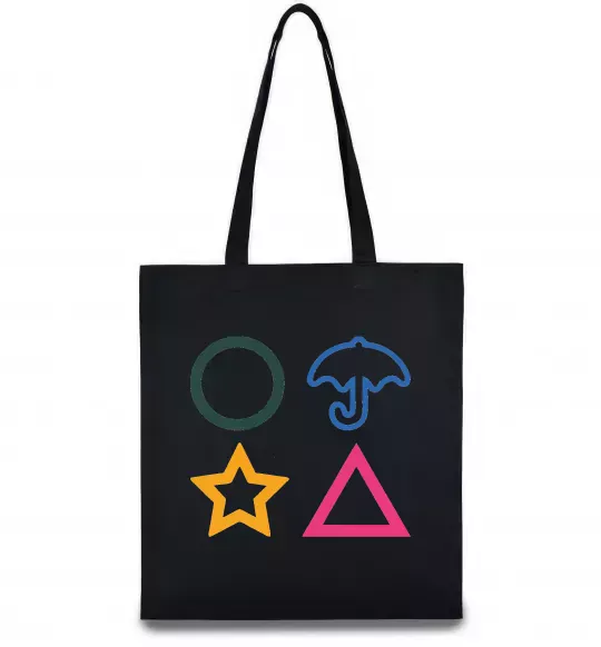 Еко-сумка Гра в кальмара фігури Чорний фото