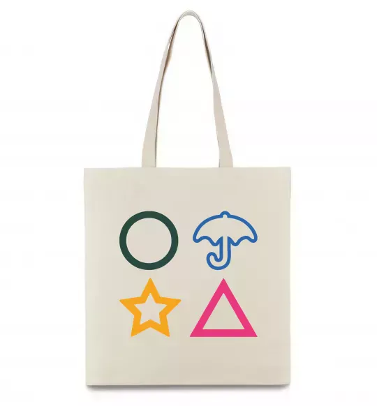 Еко-сумка Гра в кальмара фігури Бежевий фото