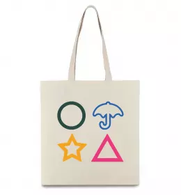 Еко-сумка Гра в кальмара фігури Бежевий фото