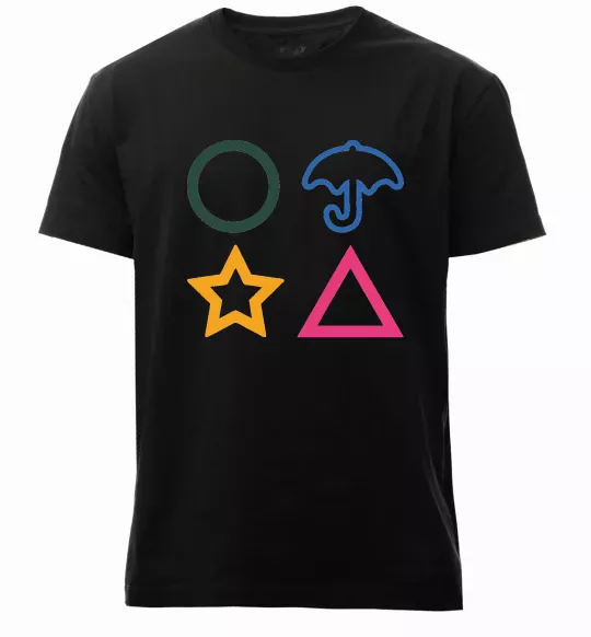 Мужская премиум футболка Гра в кальмара фігури Черный фото