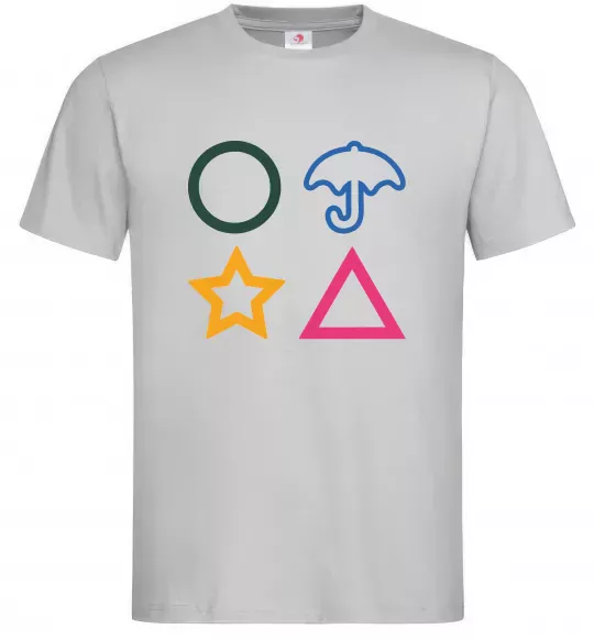 Мужская футболка Гра в кальмара фігури Серый фото