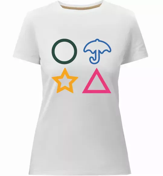 Жіноча преміум футболка Гра в кальмара фігури Білий фото