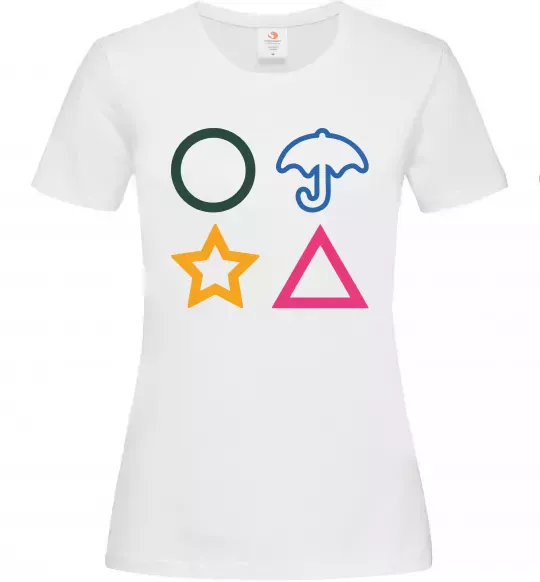 Жіноча футболка Гра в кальмара фігури Білий фото