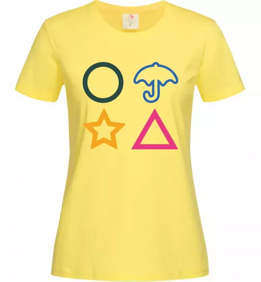 Жіноча футболка Гра в кальмара фігури Лимонний фото