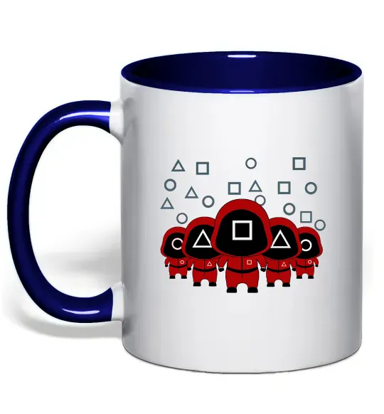 Чашка з кольоровою ручкою Гра в кальмара солдати Глибокий темно-синій фото