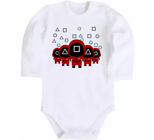 Дитячий бодік Гра в кальмара солдати Білий фото