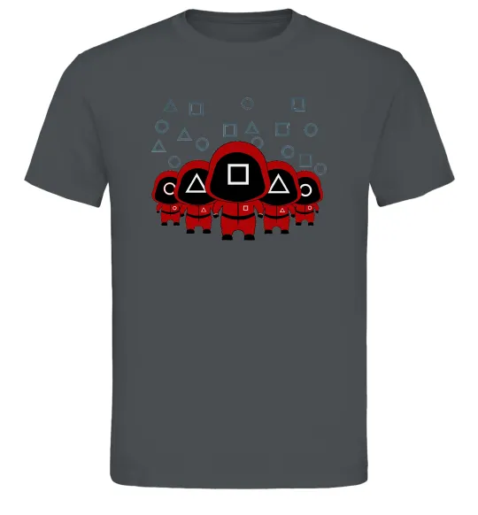 Мужская футболка Гра в кальмара солдати Графит фото