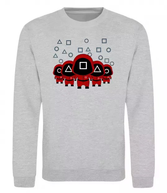 Свитшот Гра в кальмара солдати Серый меланж фото