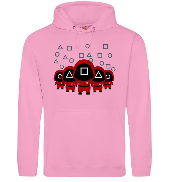 Мужская толстовка (худи) Гра в кальмара солдати Розовый фото