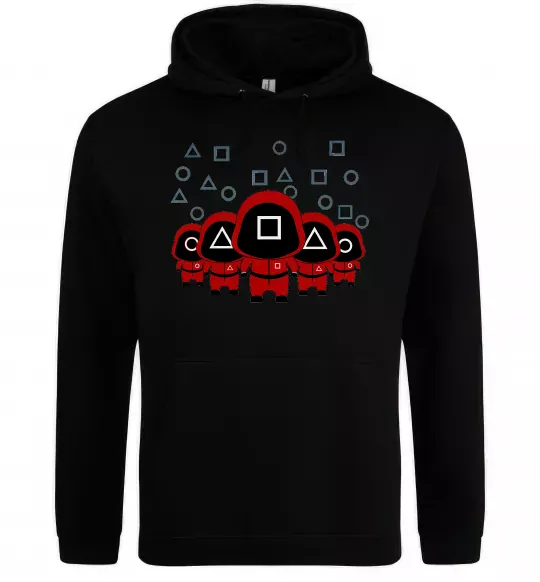 Мужская толстовка (худи) Гра в кальмара солдати Черный фото