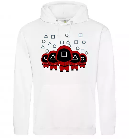 Мужская толстовка (худи) Гра в кальмара солдати Белый фото