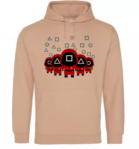 Мужская толстовка (худи) Гра в кальмара солдати Песочный фото