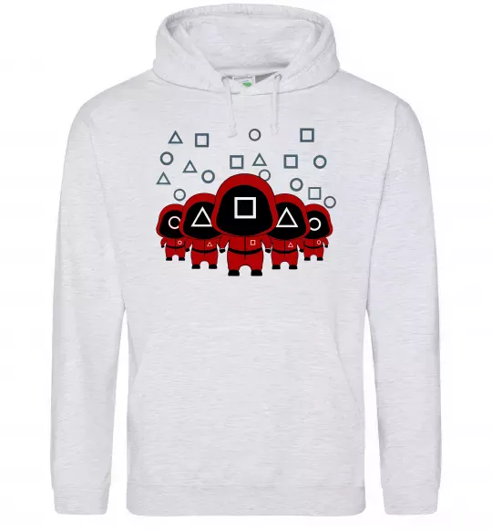 Женская толстовка (худи) Гра в кальмара солдати Серый меланж фото