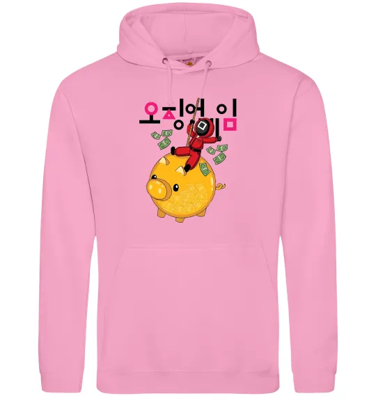 Мужская толстовка (худи) Гра в кальмара квадрат скарбничка Розовый фото