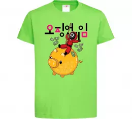 Детская футболка Гра в кальмара квадрат скарбничка Лаймовый фото