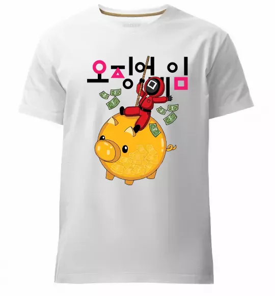 Чоловіча преміум футболка Гра в кальмара квадрат скарбничка Білий фото