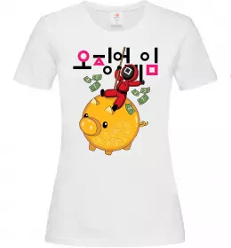 Женская футболка Гра в кальмара квадрат скарбничка Белый фото