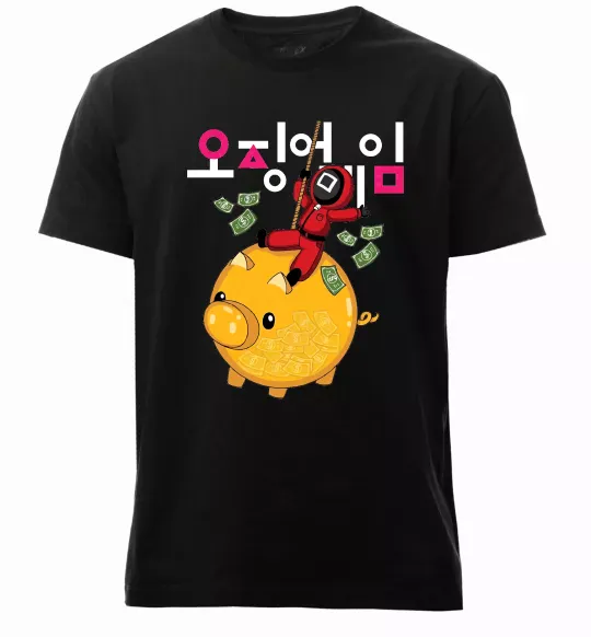 Чоловіча преміум футболка Гра в кальмара квадрат скарбничка Чорний фото