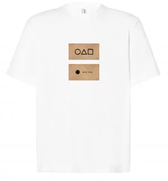 Футболка Оверсайз Гра в кальмара візитка Белый фото