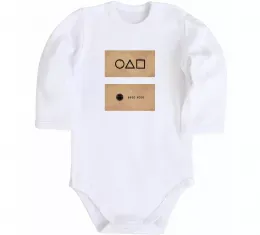 Детский боди Гра в кальмара візитка Белый фото