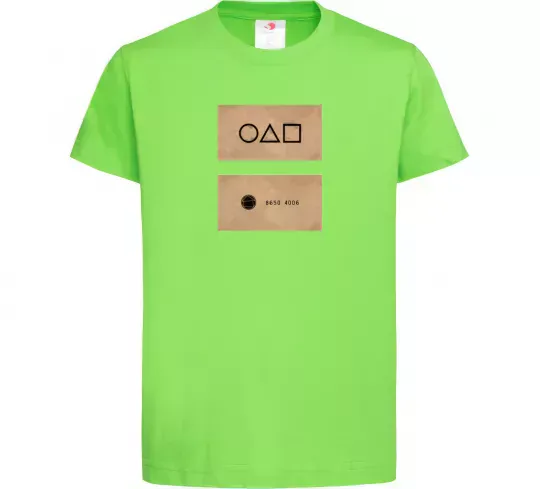 Дитяча футболка Гра в кальмара візитка Лаймовий фото