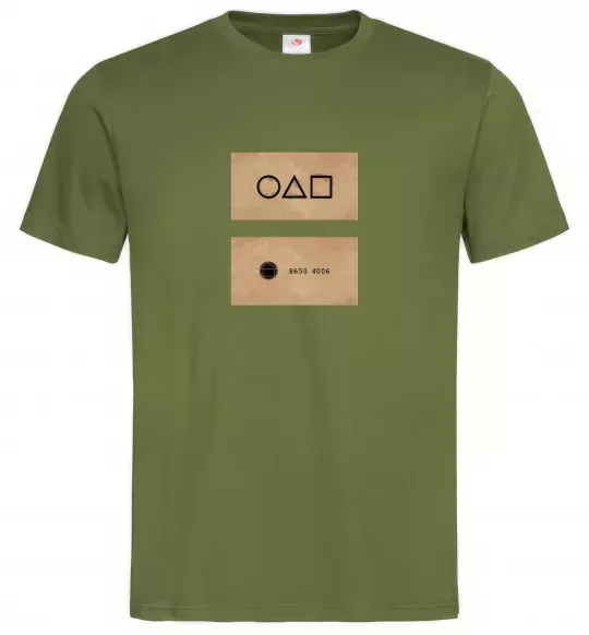Чоловіча футболка Гра в кальмара візитка Оливковий фото