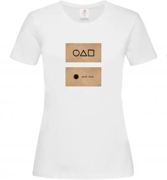 Женская футболка Гра в кальмара візитка Белый фото