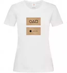 Женская футболка Гра в кальмара візитка Белый фото