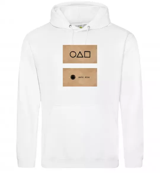 Женская толстовка (худи) Гра в кальмара візитка Белый фото