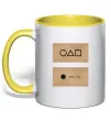 Чашка с цветной ручкой Гра в кальмара візитка Солнечно желтый Чашка с цветной ручкой Гра в кальмара візитка Солнечно желтый фото