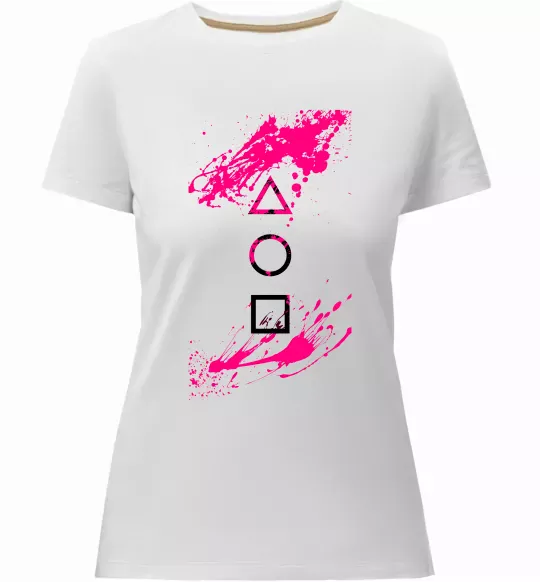 Жіноча преміум футболка Гра в кальмара Білий фото