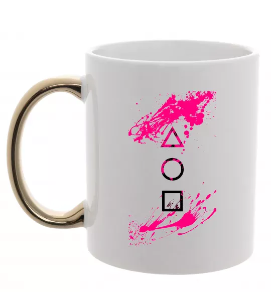 Чашка з кольоровою ручкою Гра в кальмара Золото фото