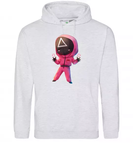 Мужская толстовка (худи) Squid game трикутник Серый меланж фото