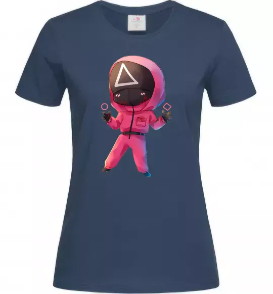 Женская футболка Squid game трикутник Темно-синий фото