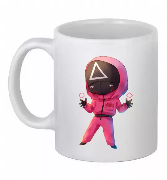 Чашка керамическая Squid game трикутник Белый фото